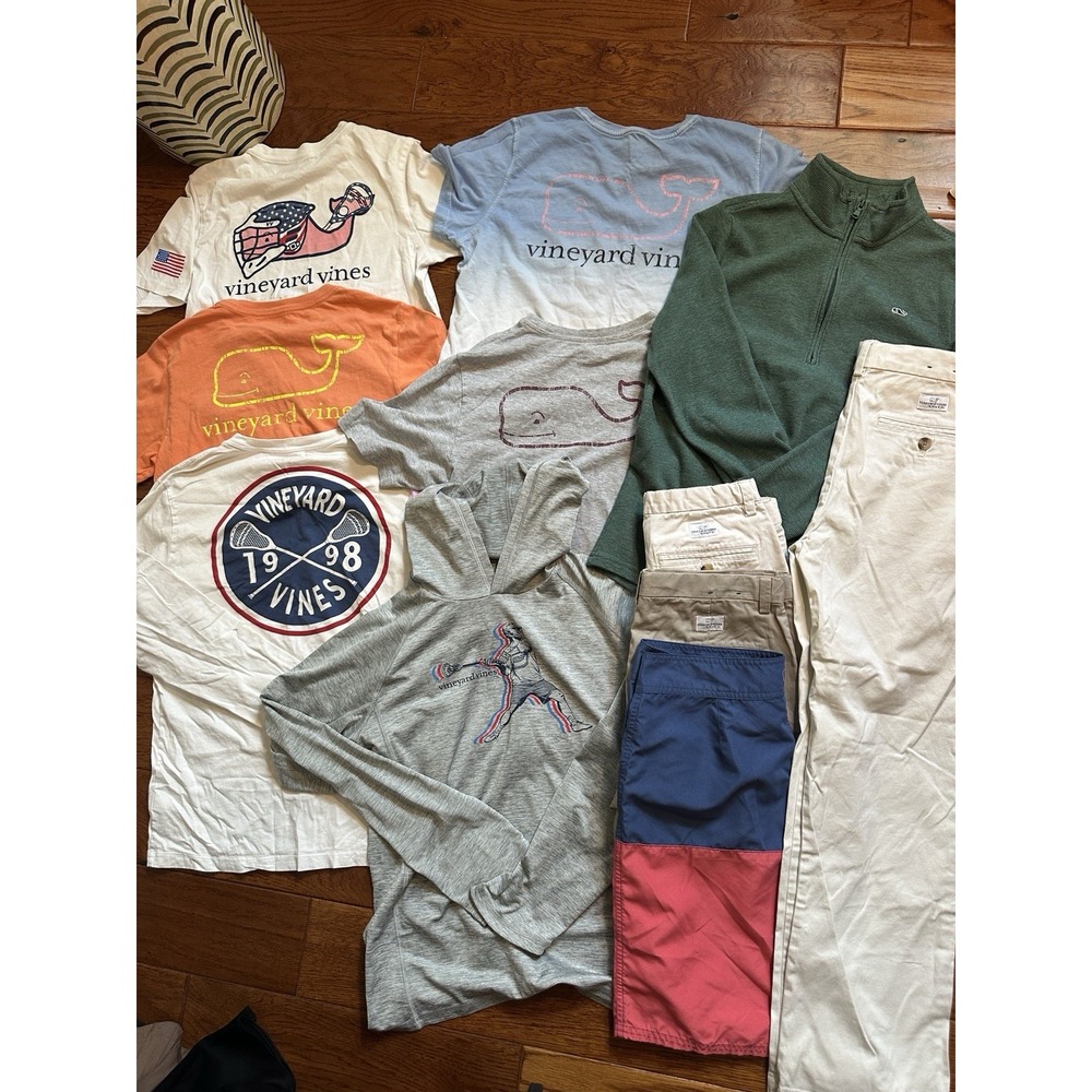 Vineyard Vines Boys Size 14 16 Lot 11 Pcs Cricket Whale Tees 1/4 Zip Chinos